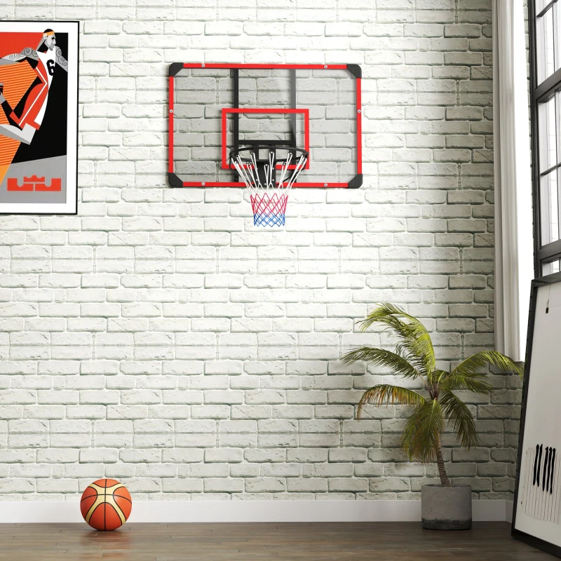 SPORTNOW Basketballkorb für Wandmontage, Innen/Außen, robuste PC-Rückwand, Nylonnetz, Stahlring, 113x61x73 cm(m-6)