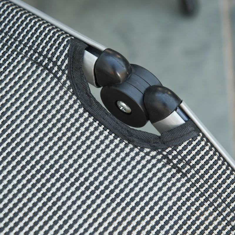 Outsunny Chaise longue pliable transat bain de soleil fauteuil relax jardin avec dossier & repose-pied réglable multi-positions, métal époxy textilène, gris