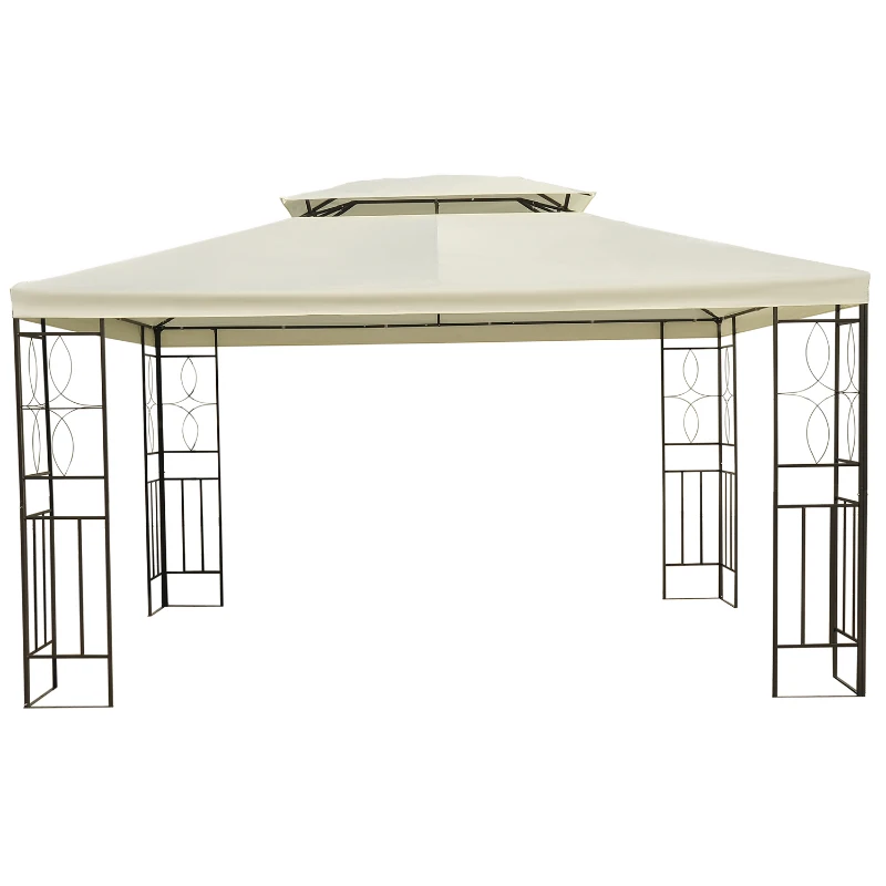 Outsunny Tonnlle de jardin barnum pavillion de jardin 3 x 4 m double Toit avec moustiquaires amovibles imperméable blanc