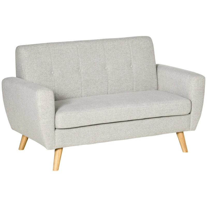 HOMCOM Canapé 2 places banquette style scandinave dossier capitonné en tissu 149 x 76,5 x 86 cm - gris clair