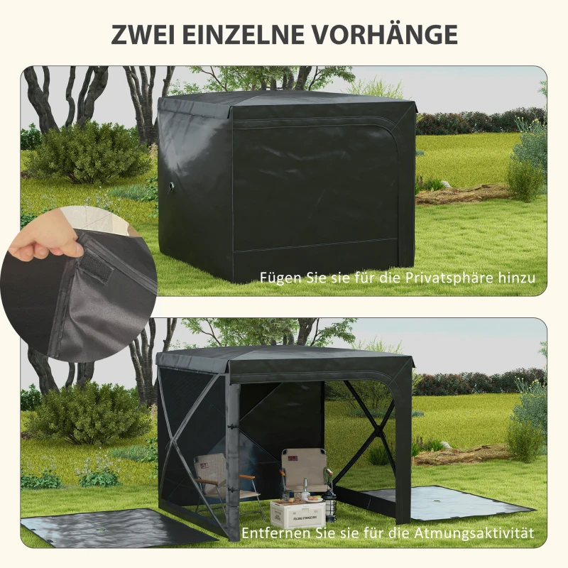 Outsunny Pop-Up-Zelt Campingzelt Faltzelt, inkl Transporttasche, wetterbeständig, 244 x 210 x 213 cm, Grau