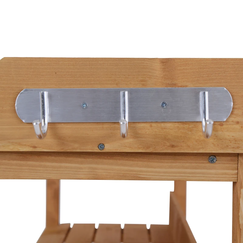 Outsunny Pflanztisch Gärtnertisch Blumentisch mit Metall Arbeitsfläche Garten Holz Natur 76 x 37 x 89 cm