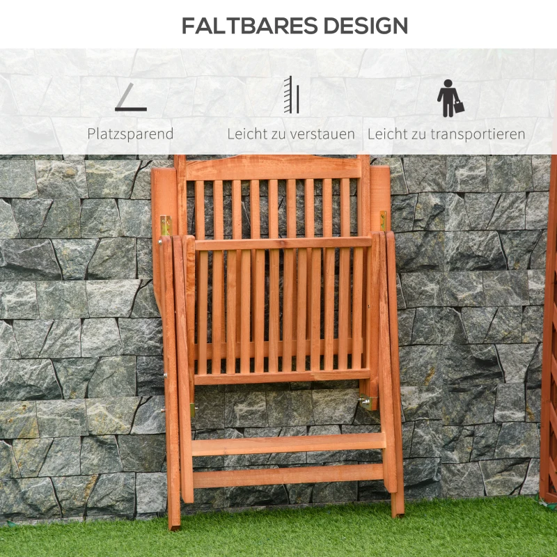 Outsunny Klappsessel Klappstuhl Gartensessel Gartenmöbel 5-fach verstellbar Akazienholz geölt 63 x 74 x 106cm