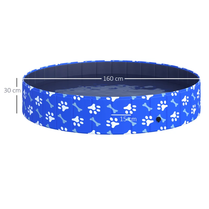 PawHut Hundepool Faltbar Planschbecken für Hunde bis 65 kg Ø160 x 30 cm Rutschfest Hundebadewanne Swimmingpool Schwimmbecken für Hunde und Katzen