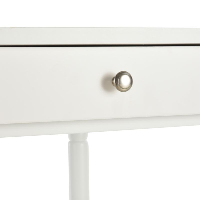 HOMCOM Table à manger 4 personnes avec rallonges dim. 115L x 78l x 76H cm tiroir intégré MDF pin blanc