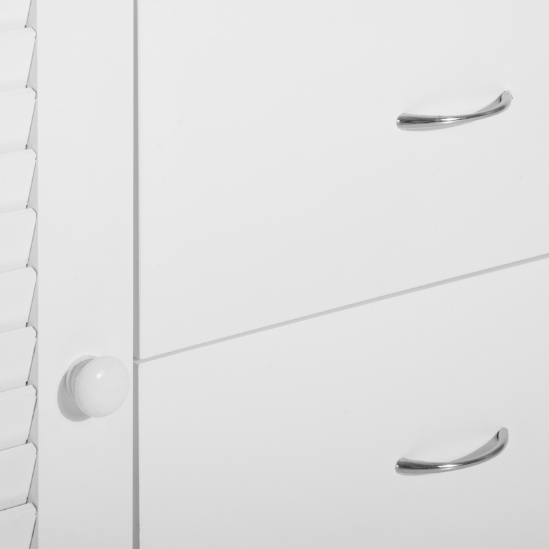 HOMCOM Sideboard Schrank Dielenschrank Badschrank Kommode Lamellentür Weiß 120,2x40,2x80,2cm