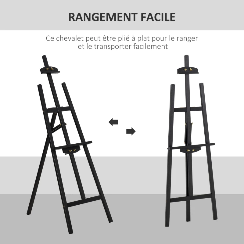 HOMCOM Chevalet d'artiste sur pieds dim. 51,5L x 71,5l x 134,5H cm inclinaison réglable 90° max. bois de pin
