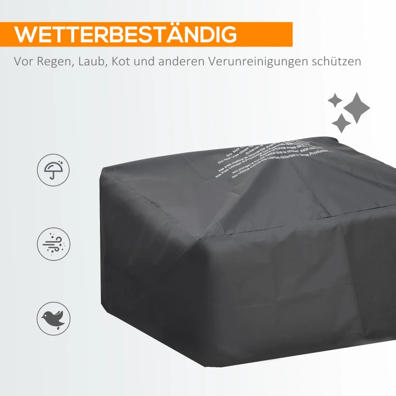 Outsunny Feuerstelle mit Funkenschutz, inkl. Schürhaken u. Abdeckung, wetterbeständig, Braun + Schwarz