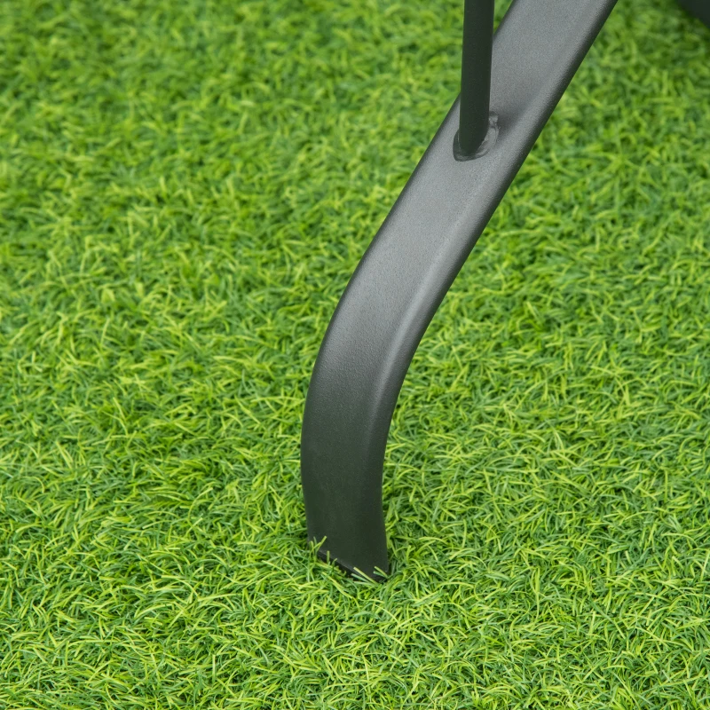 Outsunny Mesa de Cristal de Jardín con Agujero para Sombrilla Mesa para Comer Cuadrada con Marco de Acero para Exterior Terraza Balcón 106,5x106,5x71 cm Negro