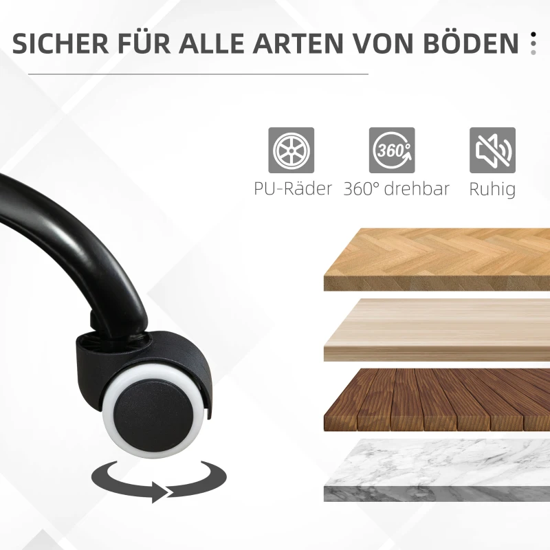 Vinsetto Bürostuhl mit Rollen Drehstuhl Schreibtischstuhl für Büro höhenverstellbar mit Wippfunktion 360°-Drehung neigbar Schaumstoff Braun 61 x 58 x 82-91 cm