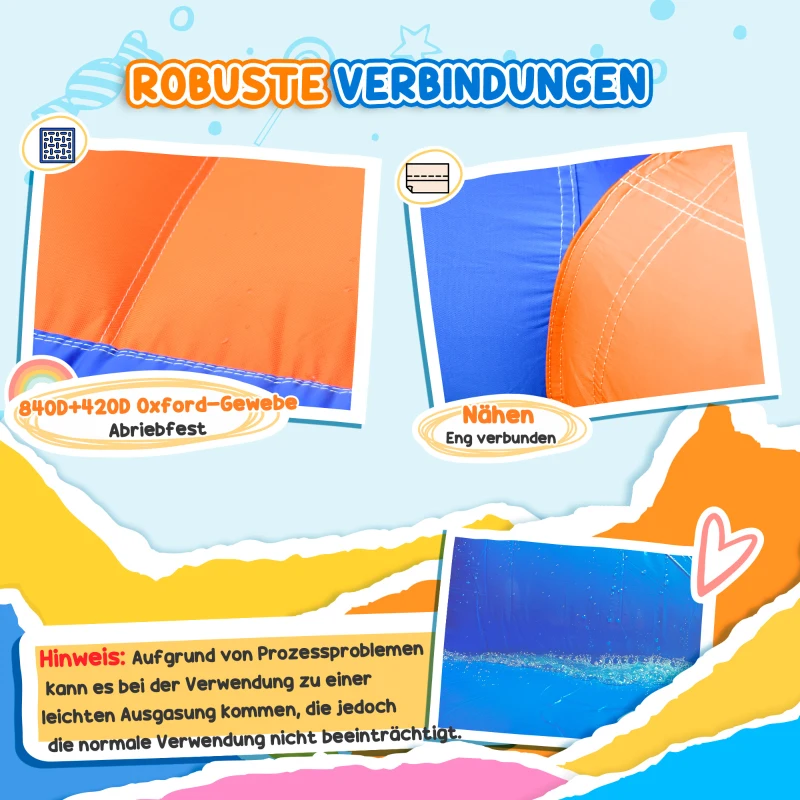 Outsunny Aufblasbare Hüpfburg inkl. Gebläse, Flicken und Befestigungsmaterial, 350 cm x 250 cm x 185 cm, Mehrfarbig
