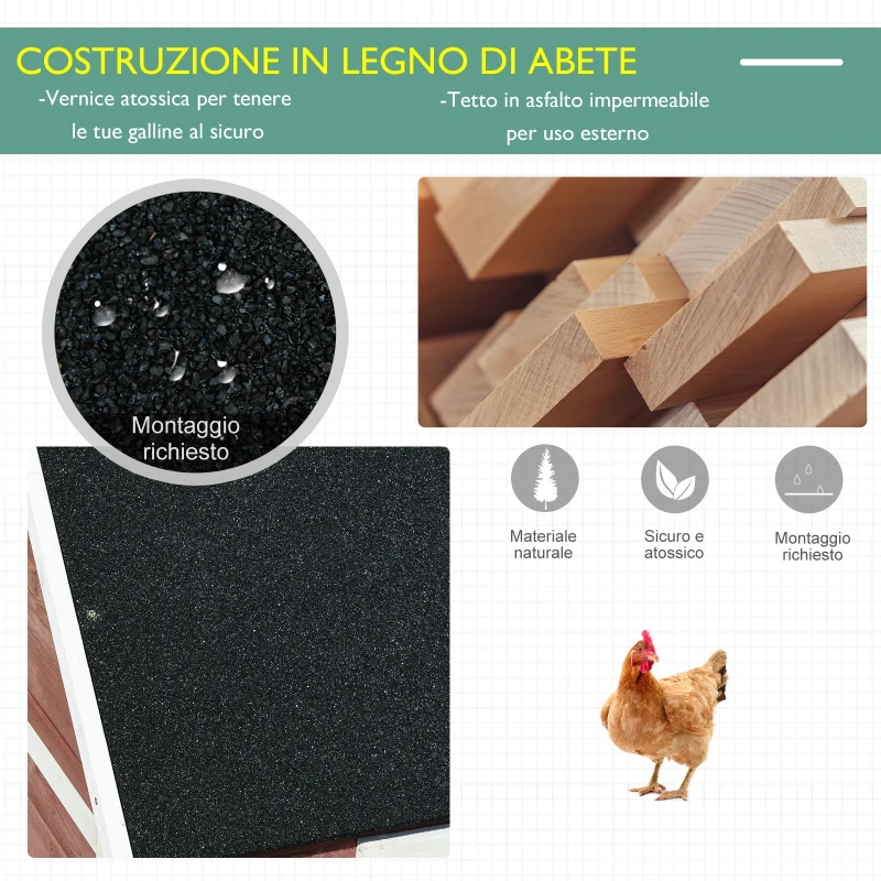 PawHut Pollaio Prefabbricato a Terra Gabbia per Galline Ovaiole con Recinto Mobile in Metallo Bianco 290x71x119cm