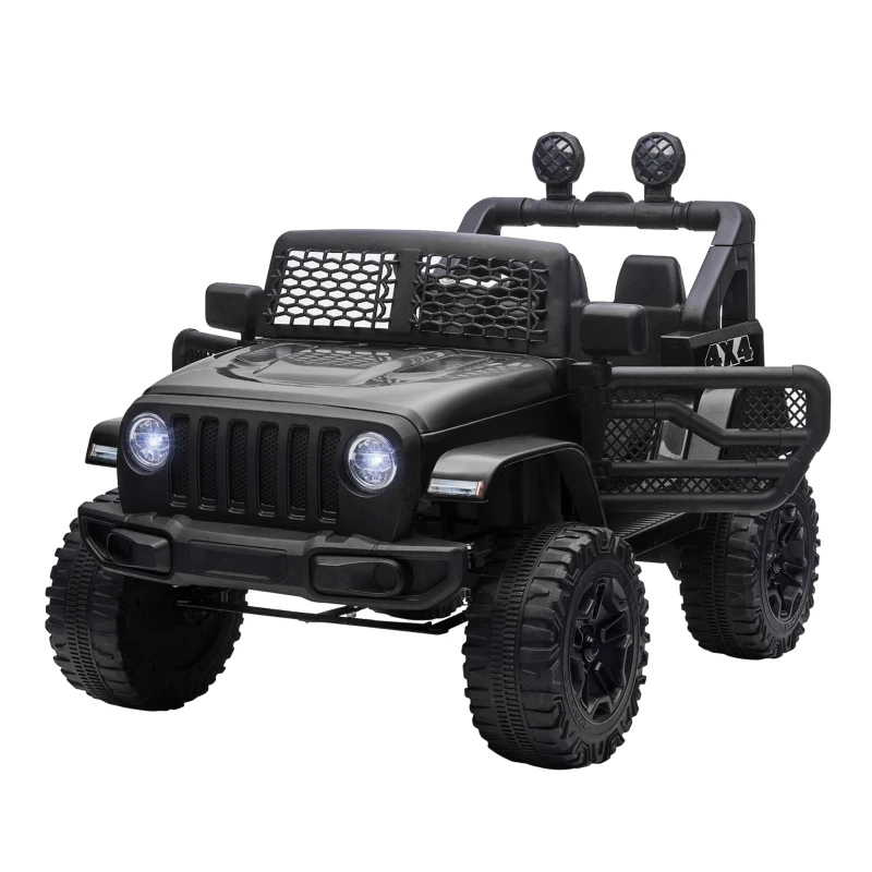HOMCOM Kids Electric Ride On Car 12V Off Road Toy with Parental Remote Control 2 Motors Horn Lights Suspension Wheels for 3-6 Years Old Black