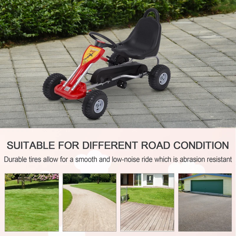 HOMCOM Kids Children Pedal Go Kart Manual Ride On Car Outdoor Fun Vehicle for 3-4 Years Old