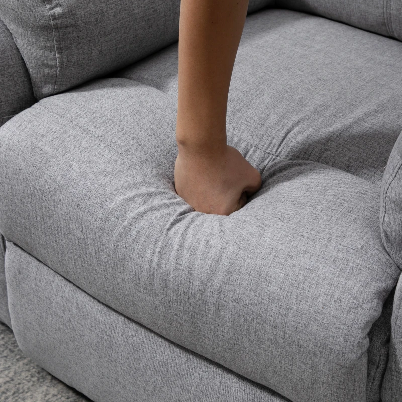 HOMCOM Fauteuil releveur électrique, fauteuil relax électrique avec repose-pied, dossier inclinable, télécommande et poche latérale charge 120kg tissu aspect lin gris clair(m-9)