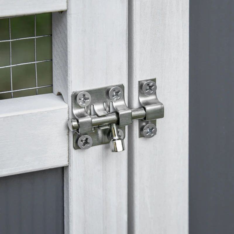 PawHut Gallinero de Madera para Exterior Jaula para 2-3 Gallinas con Caja Nido Corral de Alambre Techo de Policarbonato Bandeja Extraíble y Rampa 162x76,5x79,5 cm Gris