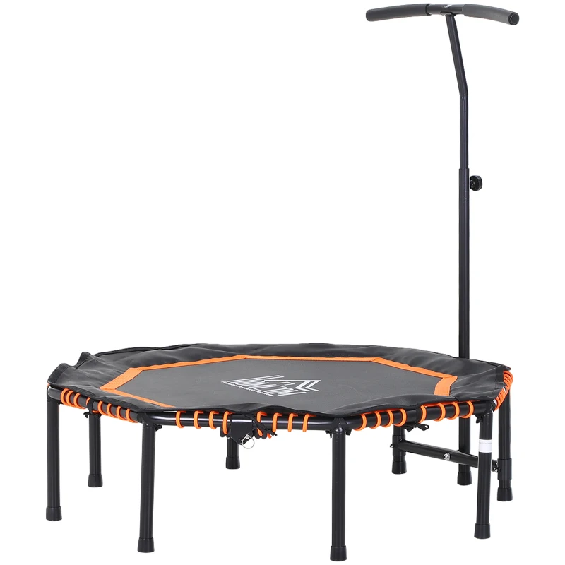 HOMCOM Fitness-Trampolin, Trampolin für Kinder und Erwachsene, Gartentrampolin, Stahl+Kunststoff+EVA, Orange+Schwarz, 122 x 122 x 122-138 cm