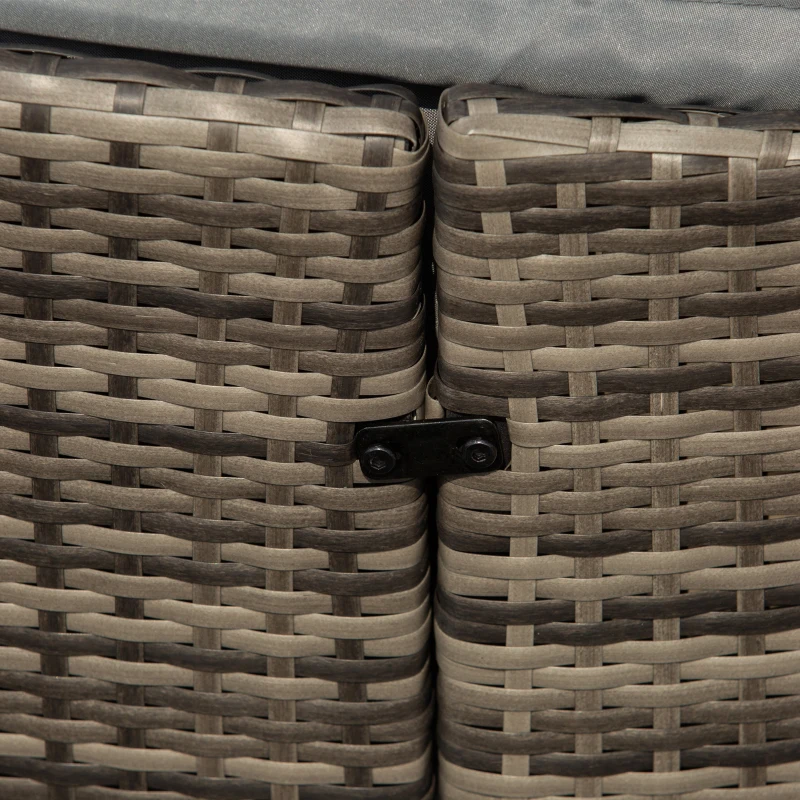 Outsunny Outdoor PE Rattan Garden Furniture with Cushioned, Patio Wicker Conversation Furniture Set, Round Daybed with Retractable Canopy, Coffee Table and Three Pillows, Dark Grey/Grey