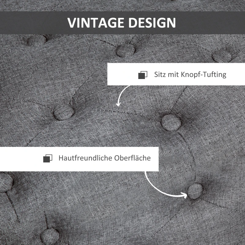 HOMCOM Sitzbank mit Stauraum Polsterbank mit Leinenoptik, Sitztruhe mit Holzbeine, Truhenbank für Wohnzimmer Schlafzimmer Flur 100 x 40 x 44 cm Dunkelgrau