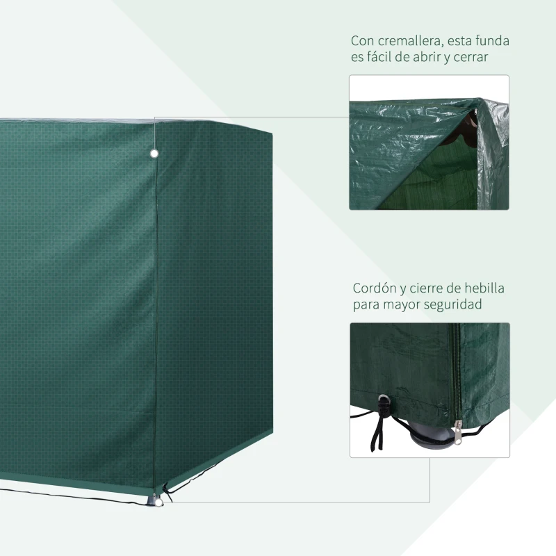 Outsunny Funda Balancín Jardín Funda Columpio Jardín Exterior Cubierta de Columpio con Cremallera Impermeable 215x155x150 cm Verde