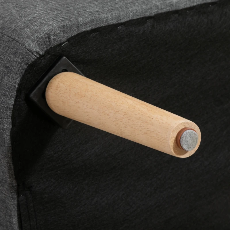 HOMCOM Divano 2 Posti Moderno in Tessuto Senza Braccioli, Divanetto da Salotto con Gambe in Legno, 117x56.5x77 cm, Grigio Scuro