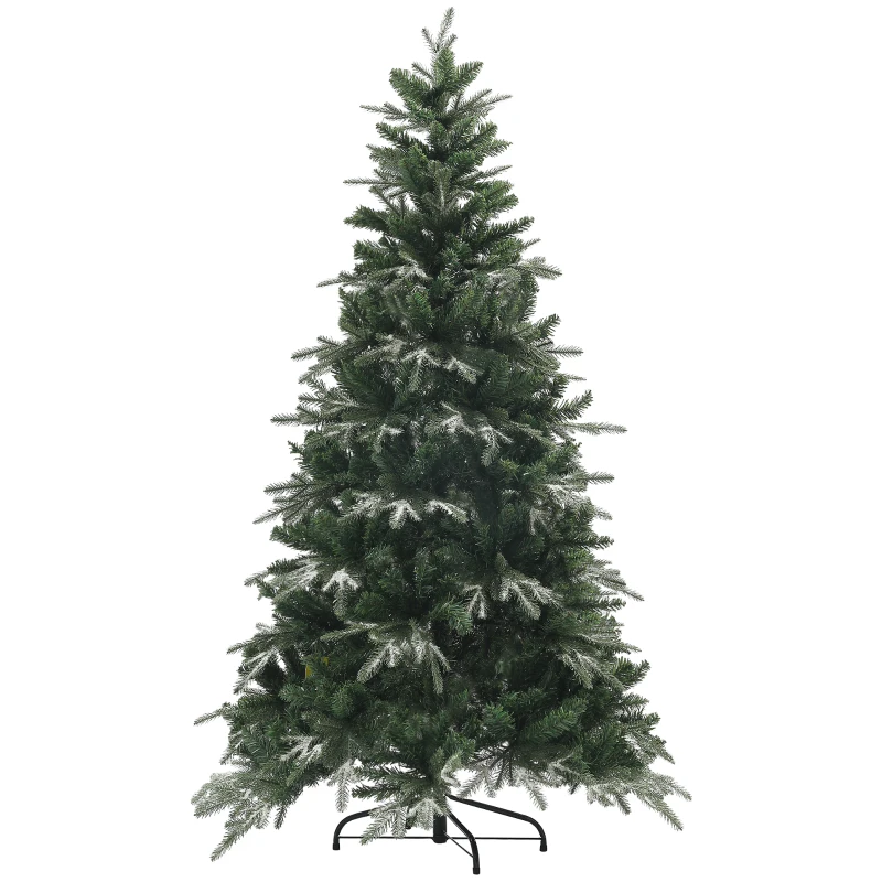 HOMCOM Albero di Natale Innevato con 850 Rami e Design a Sezioni, in Plastica e Acciaio, Ø110x180 cm, Verde