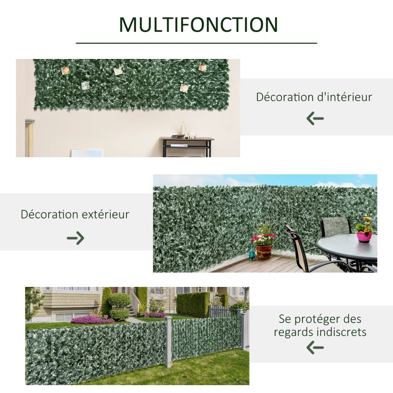 Outsunny Haie Artificielle Brise-Vue décoration Rouleau 3L x 1,5H m Feuillage réaliste Anti-UV Vert