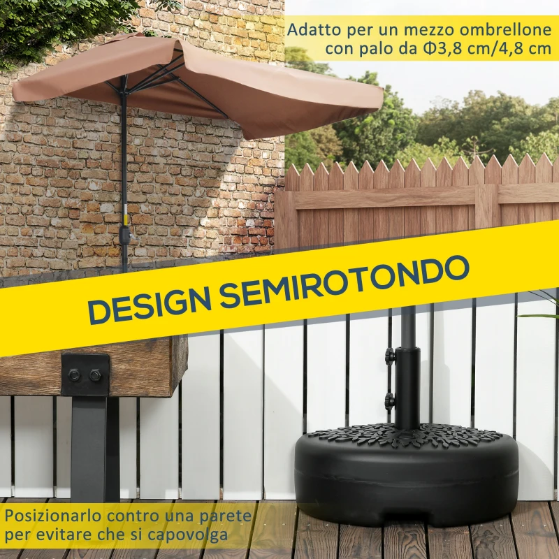 Outsunny Base per Ombrellone Semicircolare Riempibile con Sabbia o Acqua per Pali 38-48mm, Nero