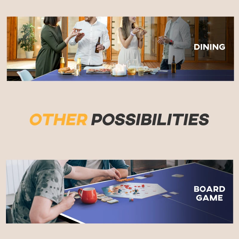 SPORTNOW 9FT Folding Table Tennis Table with Four Wheels, for Indoor Use, Blue