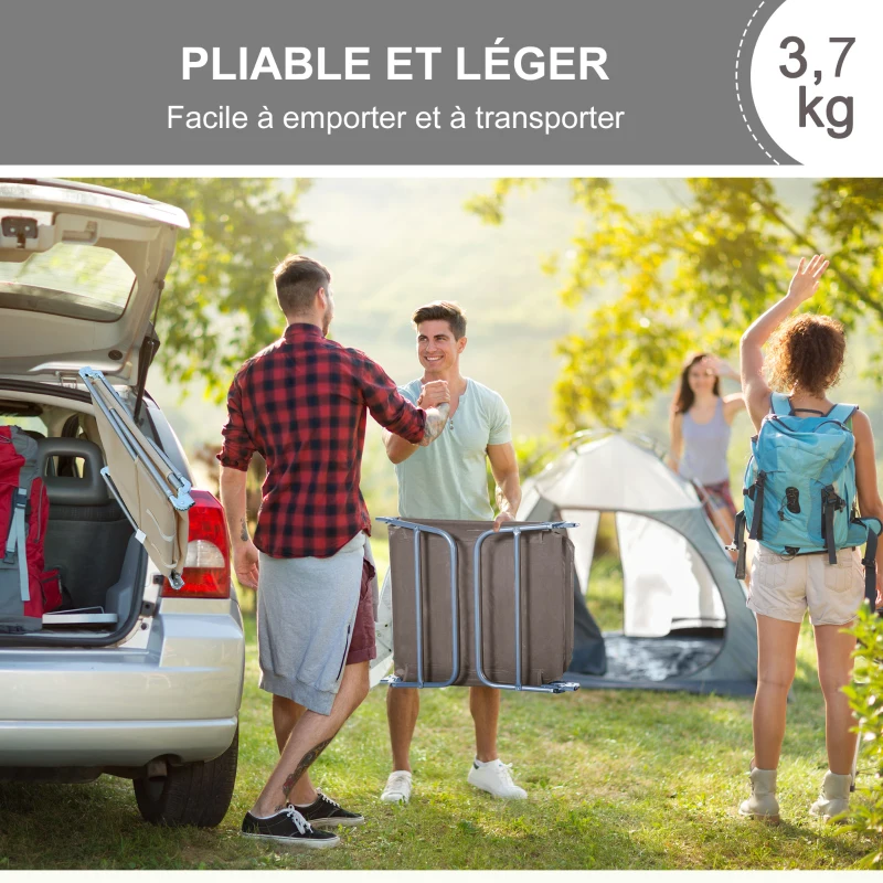 HOMCOM Chaise Longue Pliante Bain de Soleil inclinable transat textilène lit Jardin Plage 182L x 56l x 24,5H cm Chocolat