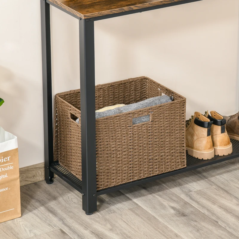 HOMCOM Table Console Table d'appoint d'entrée Industriel dim. 101L x 35l x 80H cm avec plateau cadre en fer noir