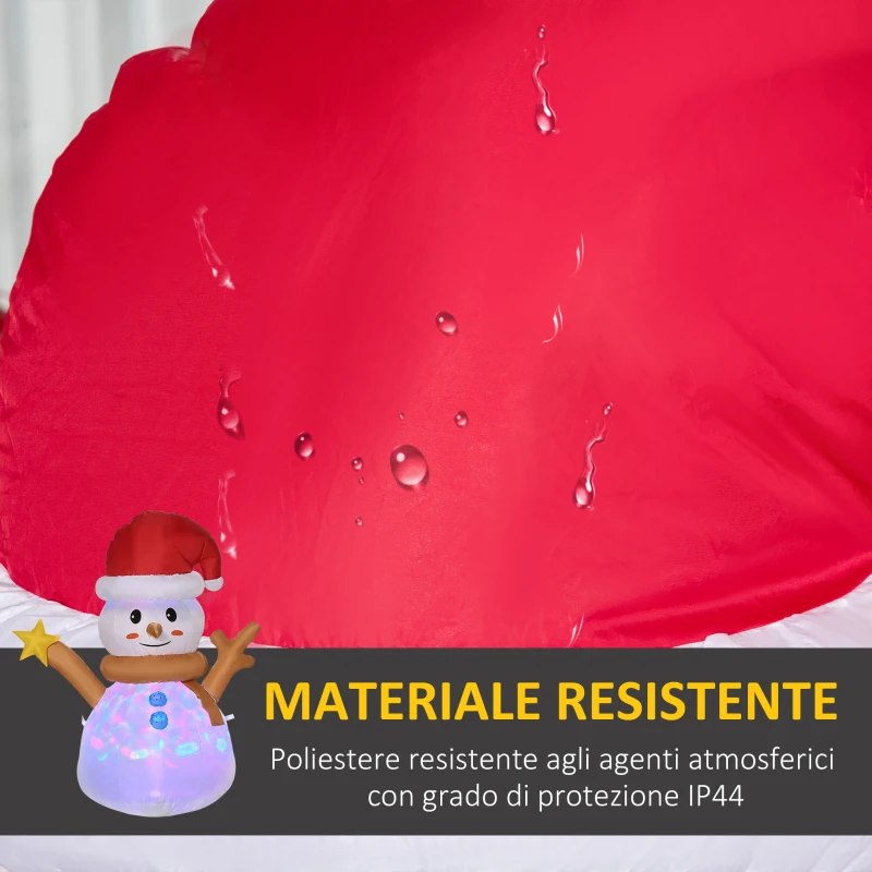 Outsunny Pupazzo di Neve Gonfiabile con Luce LED Colorata con Gonfiatore Incluso, 97x50x120cm