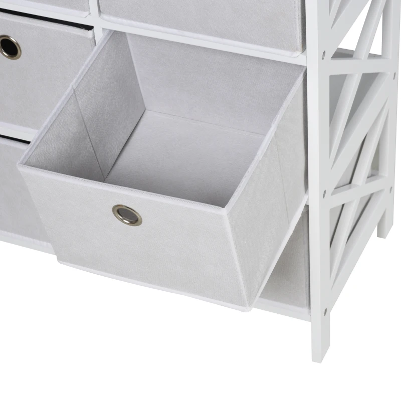 HOMCOM Meuble de rangement commode design contemporain dim. 64L x 37l x 76H cm 6 tiroirs MDF blanc non tissé gris clair