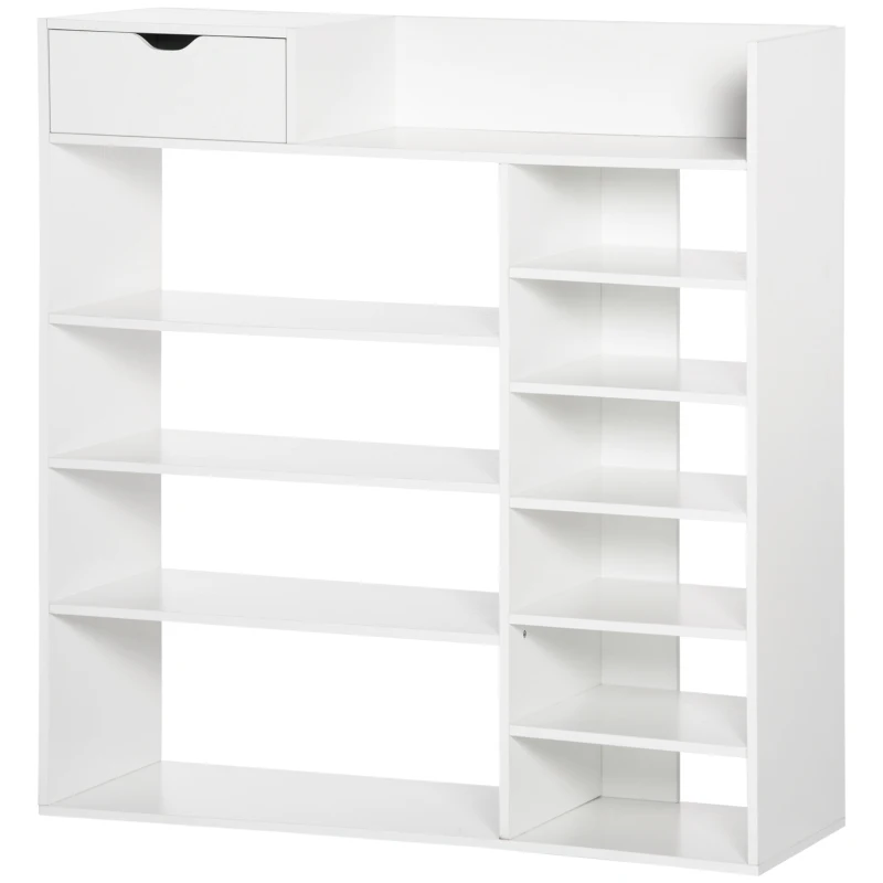 HOMCOM Mobile Scarpiera Salvaspazio con Ripiani e Cassetto per 12 Scarpe, 88x30x93cm, Bianco