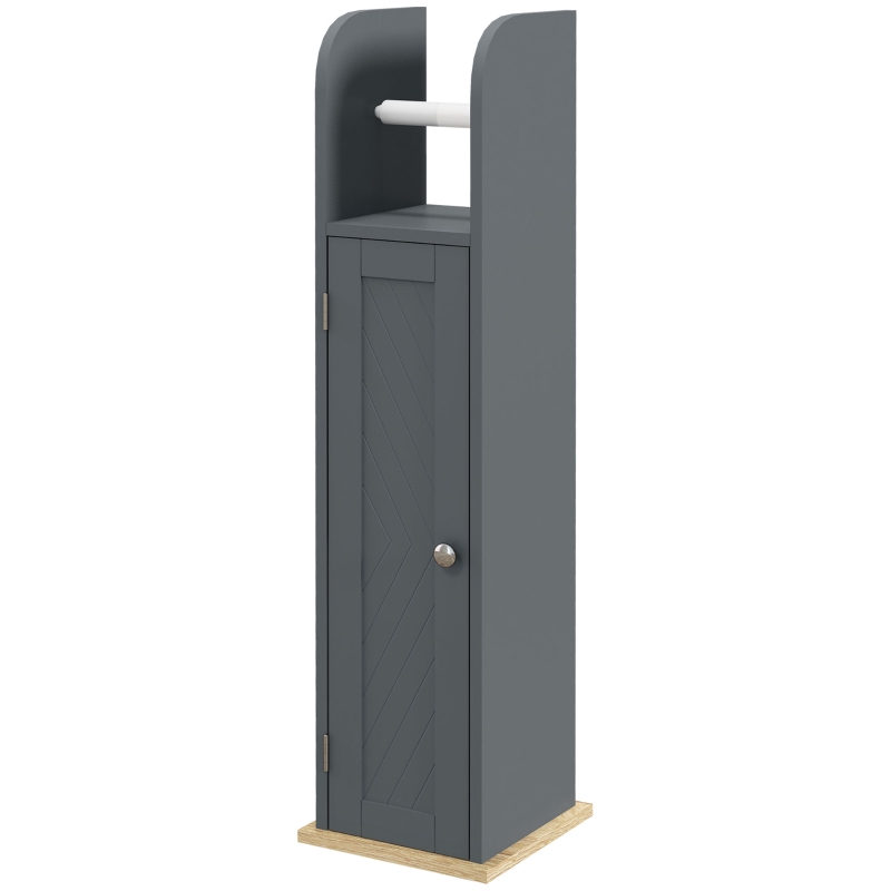 kleankin Mobiletto Bagno con Barra e Armadietto a 3 Livelli Regolabili, in MDF e Truciolato, Grigio