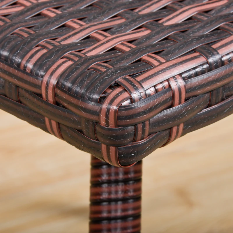 Outsunny Tavolino in Rattan Sintetico, Tavolino da Esterno Piccolo, per Giardino, Terrazzo Impermeabile Marrone 90x50x35cm