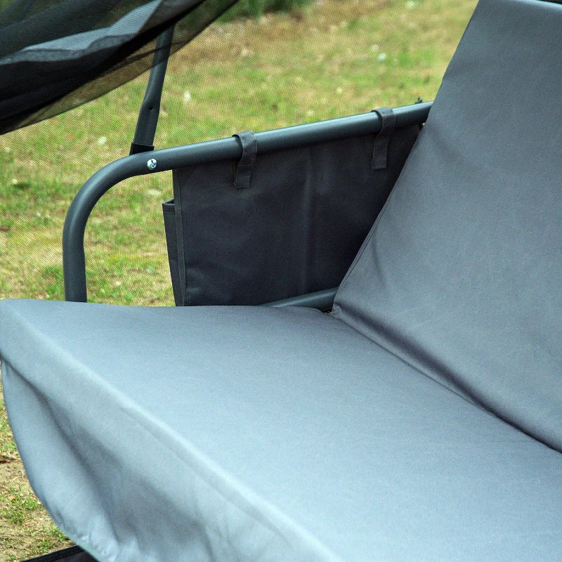 Outsunny 2-in-1 Hollywoodschaukel mit Moskitonetz und Dach 3-Sitze inkl. Seitentasche Grau
