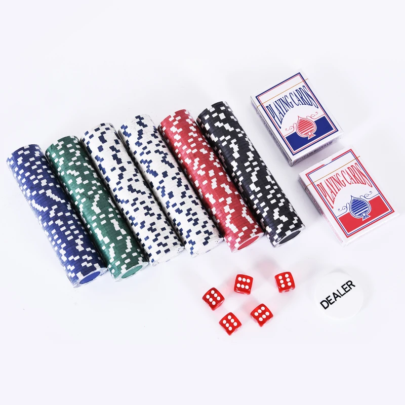 HOMCOM Maletín de Poker Profesional de Aluminio con 300 Fichas Juego Set de Poker Casino con 5 Dados 2 Barajas de Cartas y 1 Ficha de Crupier 38x20,5x6,5 cm Multicolor