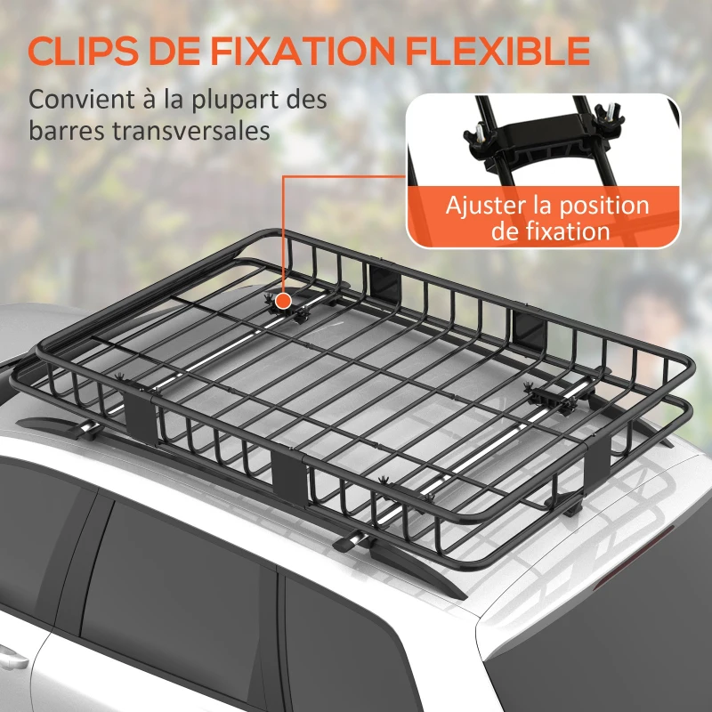 HOMCOM Porte-bagages Galerie de toit pour voiture en métal réglable en longueur de 109 à 162L cm Charge max 100kg