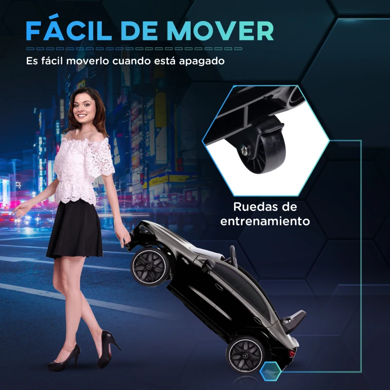 AIYAPLAY Coche Eléctrico para Niños de +3 Años Mercedes-benz AMG CLA 45 con Batería 12V Mando a Distancia Faros Música Negro