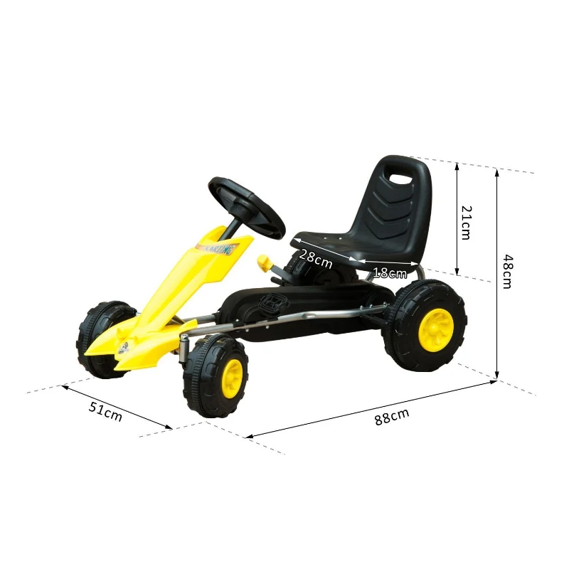 HOMCOM Children Pedal Go Kart Kids Ride On Bike Toy Scooter Manual Racing Rider Yellow