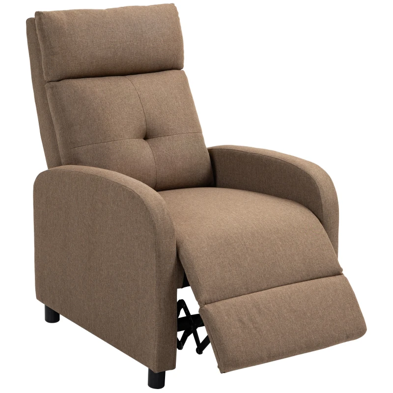 HOMCOM Sillón Reclinable Manual Sofá Individual con Reclinación hasta 155º Carga 150 kg Marrón