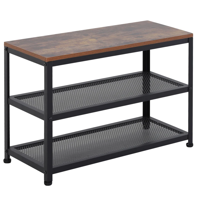 HOMCOM Estantería para Zapatos Industrial de 2 Niveles Zapatero para Entrada Pasillo Carga 120 kg 70x30x48 cm Negro