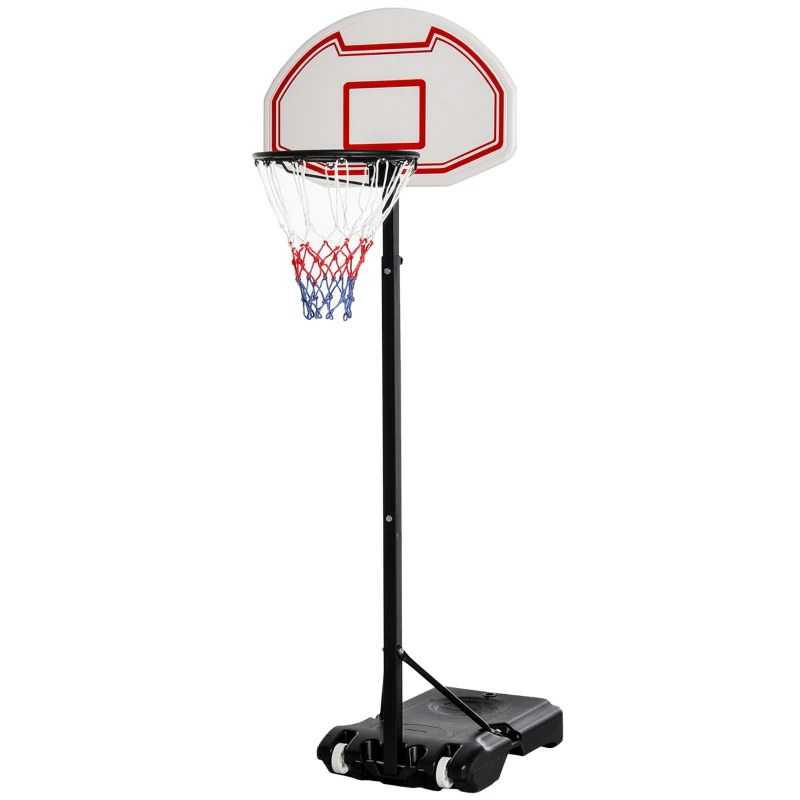 HOMCOM Basketballkorb Outdoor mit Rollen 155-210 cm Höhenverstellbar, Transportable Basketballständer mit Rollen, Tragbar Basketballkorb PE+Stahl