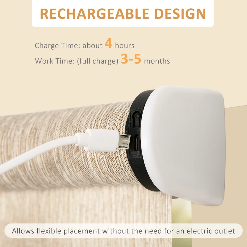 HOMCOM WiFi Smart Roller Blinds Work with TUYA App, Window Shade with Rechargeable Battery, Electric Shades Blind Easy Fit Home Office Living Room Bathroom Kitchen, Brown, 90cm x 180cm