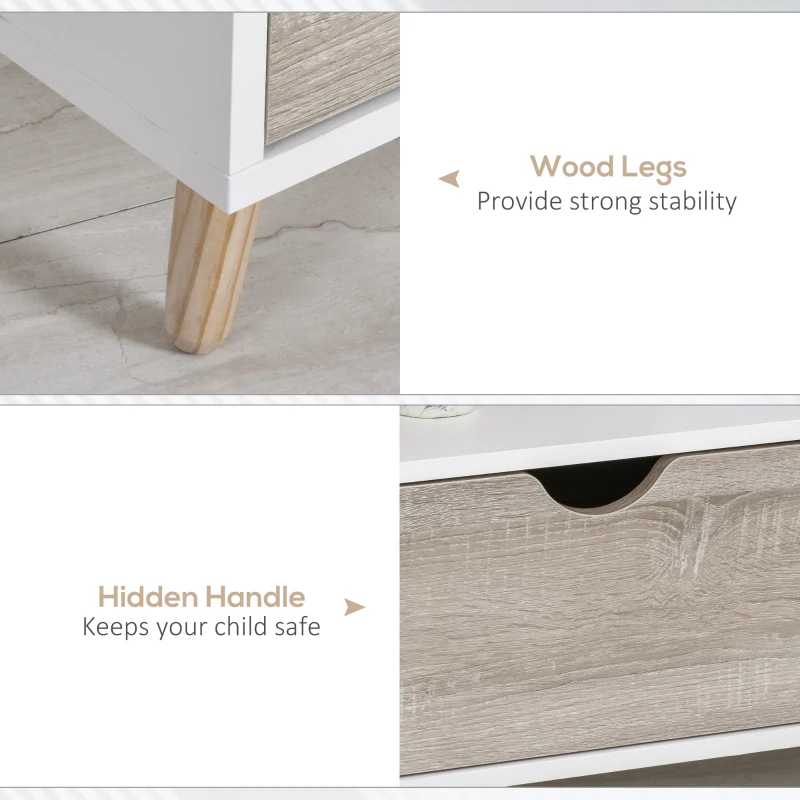 HOMCOM TV Stand Cabinet for TVs up to 42", Modern TV Unit with Shelf, Drawers and Storage Cabinet, Entertainment Center for Living Room, Beige