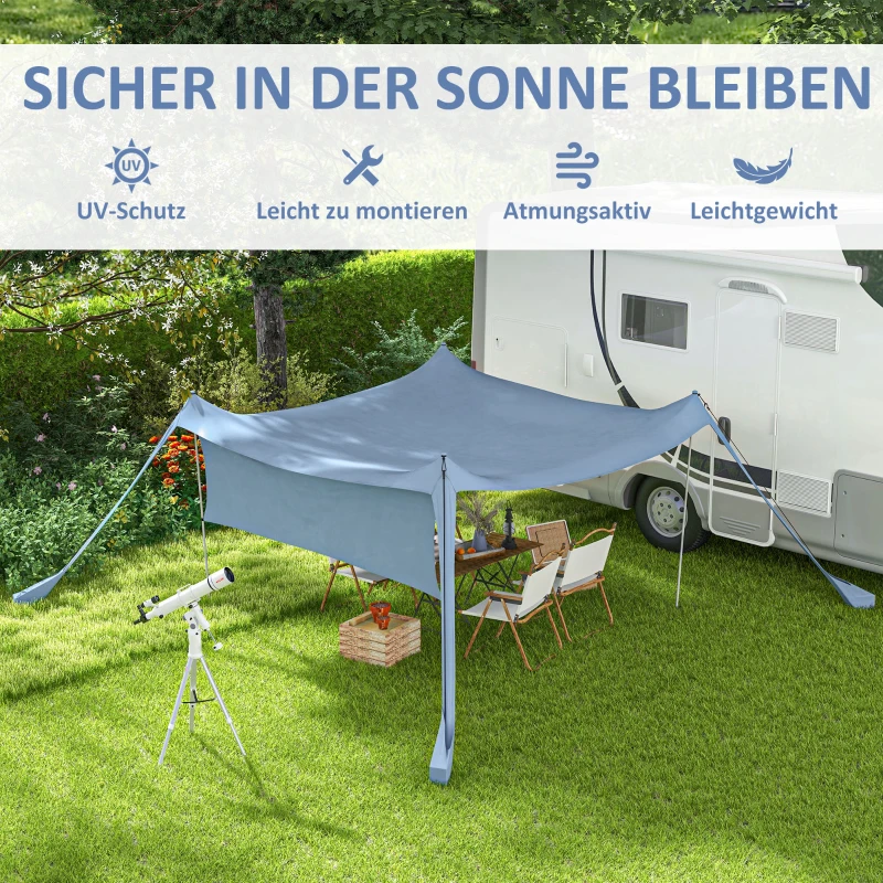 Outsunny Sonnensegel, wasserdicht, anpassbar, leicht, faltbar, Stahltützen, 3x3x2m, Blau