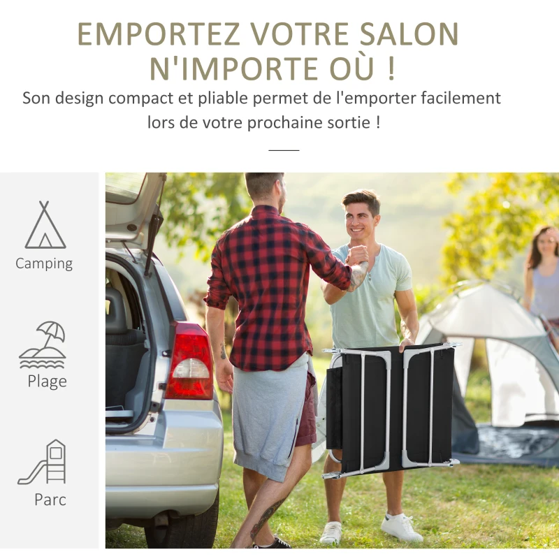 Outsunny Chaise longue pliante avec appui-tête à trou pour la lecture et dossier Inclinable en tissu Oxford noir