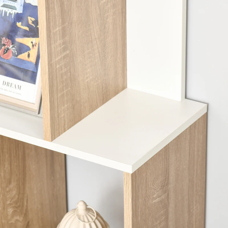 HOMCOM Mobile Libreria a 8 Ripiani per Soggiorno e Camera da Letto, in Legno, 100x27x124 cm, Rovere e Bianco
