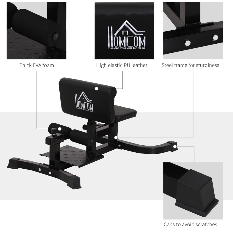 HOMCOM Squat Bench Trainer Sit Up Machine Multifunctional Equipment Abdomen and Leg Strength Indoor Household Fitness Device Black